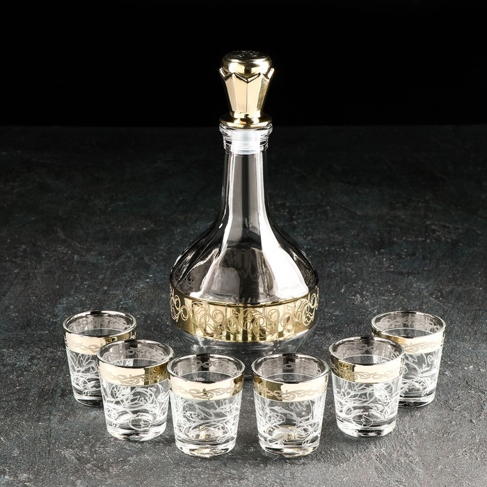 фото Набор питьевой «флора», 7 предметов: графин 500 мл, стопка 6×50 мл, с гравировкой и напылением gidglass