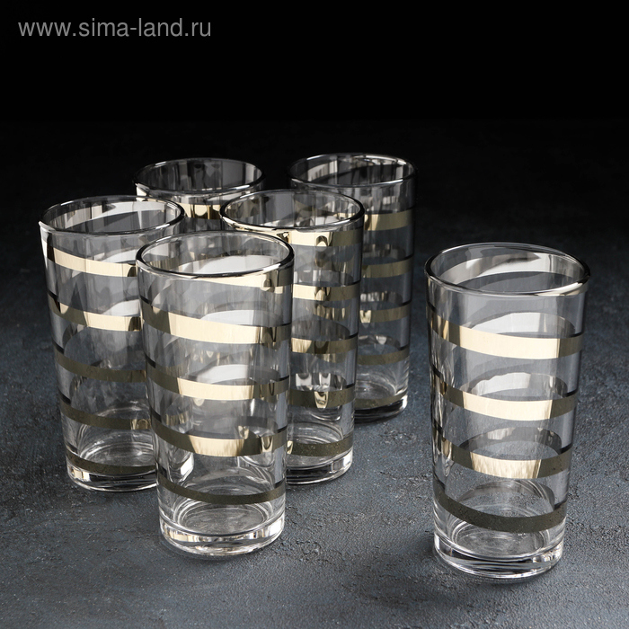 фото Набор стаканов gidglass «серпантин», 230 мл, 6 шт, золото