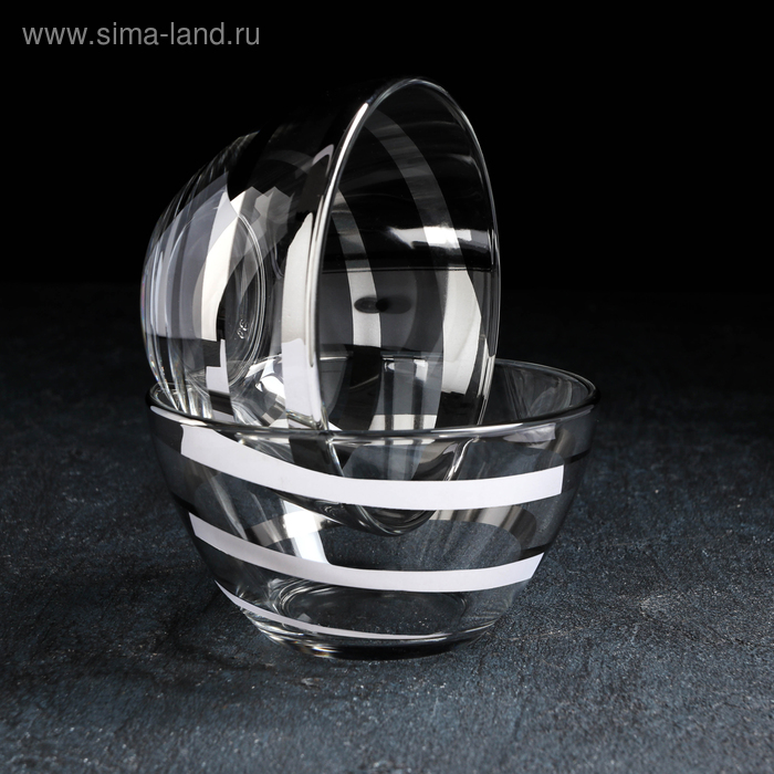 фото Набор салатников gidglass «серпантин», 250 мл, 2 шт, серебро