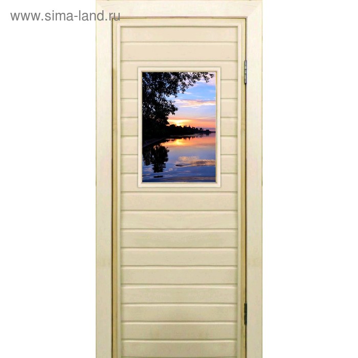 Дверь для бани со стеклом (40*60), Озеро, 180×70см, коробка из осины