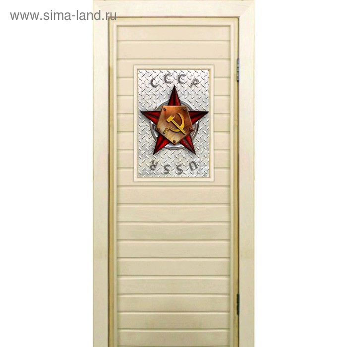 

Дверь для бани со стеклом (40*60), "Звезда", 180×70см, коробка из осины