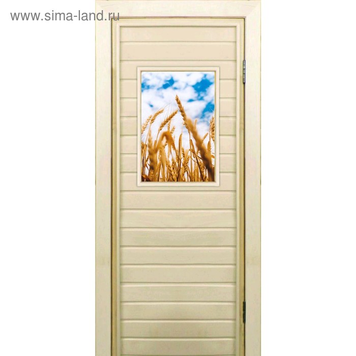 дверь для бани со стеклом 40 60 поленница 1 180×70см коробка из осины Дверь для бани со стеклом (40*60), Пшеница-1, 180×70см, коробка из осины
