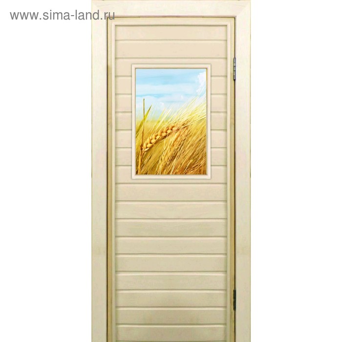 дверь для бани со стеклом 40 60 поленница 2 180×70см коробка из осины Дверь для бани со стеклом (40*60), Пшеница-2, 180×70см, коробка из осины