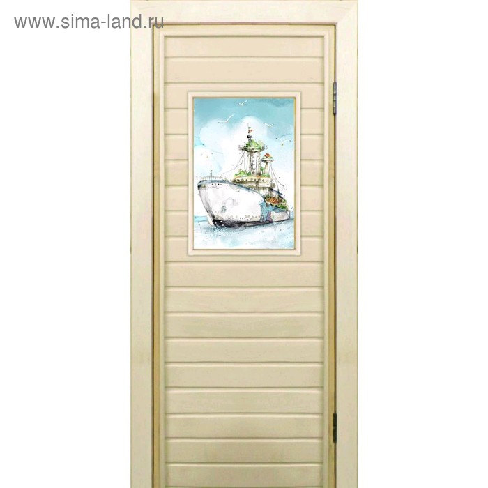 

Дверь для бани со стеклом (40*60), "Корабль", 170×70см, коробка из осины