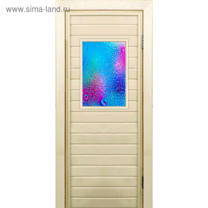 Дверь для бани со стеклом (40*60), Неон, 180×70см, коробка из осины