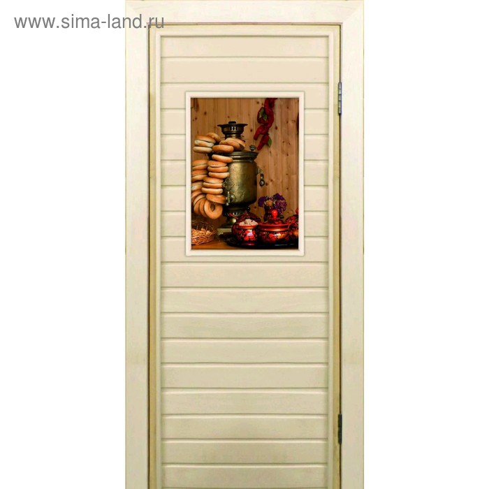 дверь для бани со стеклом 40 60 поленница 1 180×70см коробка из осины Дверь для бани со стеклом (40*60), Самовар-1, 180×70см, коробка из осины