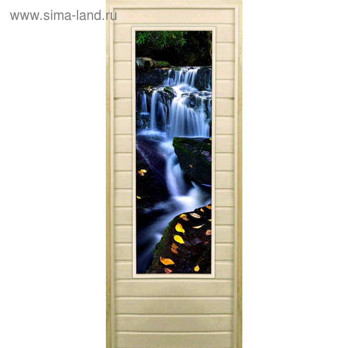 дверь для бани со стеклом 43 129 погреб 1 190×70см коробка из осины Дверь для бани со стеклом (43*129), Водопад-1, 190×70см, коробка из осины