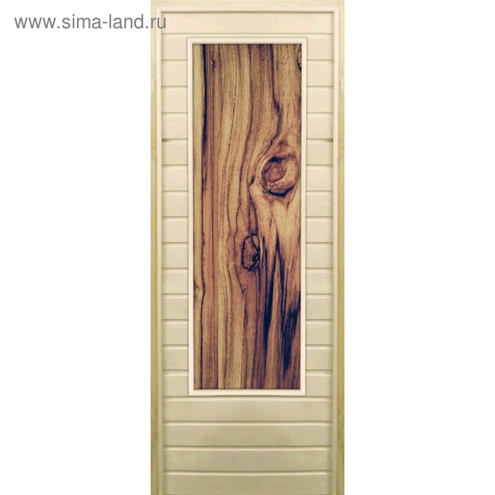 Дверь для бани со стеклом (43*129), Темное дерево, 180×70см, коробка из осины