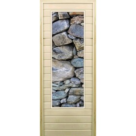 

Дверь для бани со стеклом (43*129), "Камни", 170×70см, коробка из осины