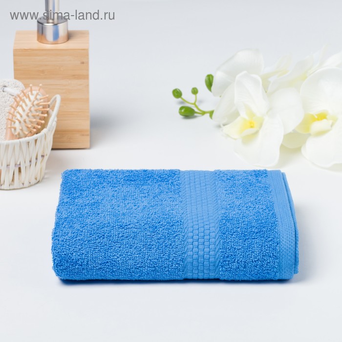 Полотенце махровое гладкокрашеное «Эконом» 50х90 см, цвет голубой