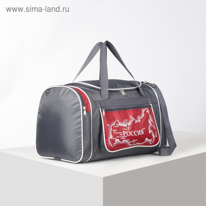 фото Сумка спортивная, отдел на молнии, 3 наружных кармана, длинный ремень, цвет серый