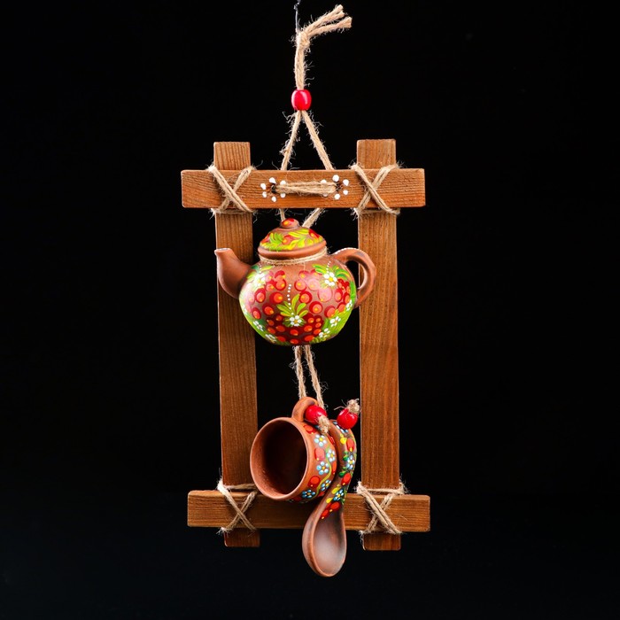 

Оберег "Рамка", красная глина, калина, 28 см, микс