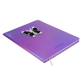 

Дневник универсальный для 1-11 классов Black butterfly, твёрдая обложка, искусственная кожа, аппликация, шелкограф, ляссе