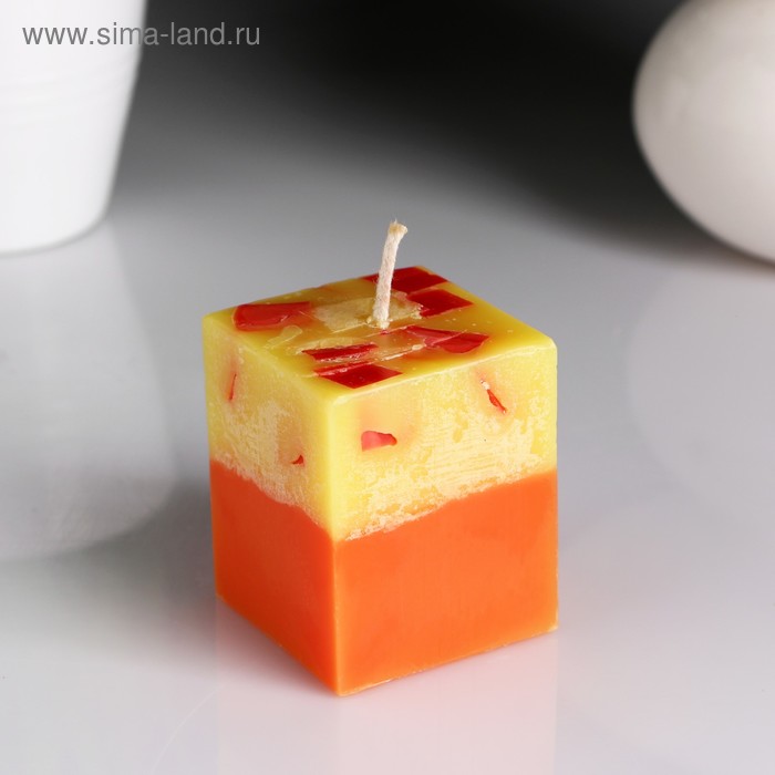 Свеча- куб Лимон- Апельсин ароматическая, 5×6 см