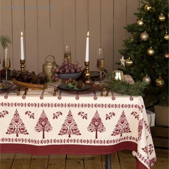 

Скатерть новогодняя Доляна Merry Christmas 146х220см, 100%хл, рогожка 164 г/м2