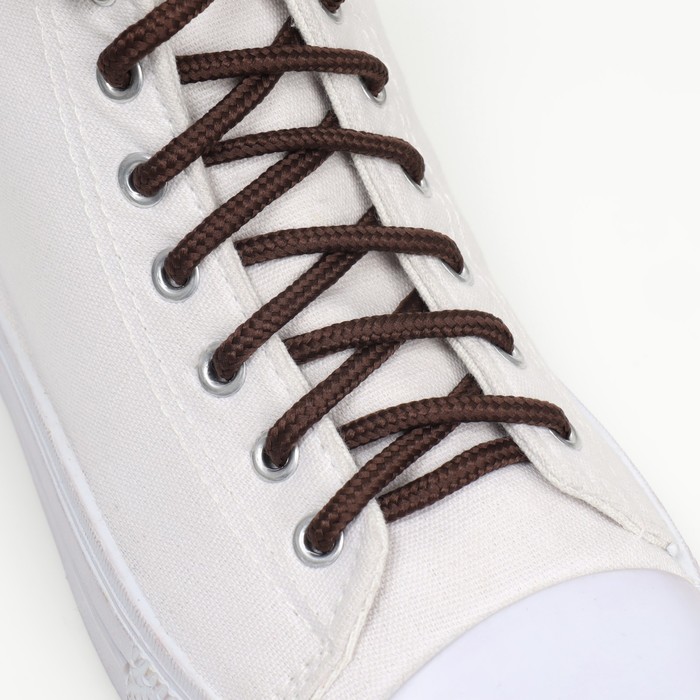 фото Шнурки для обуви круглые, d = 4 мм, 120 см, цвет коричневый