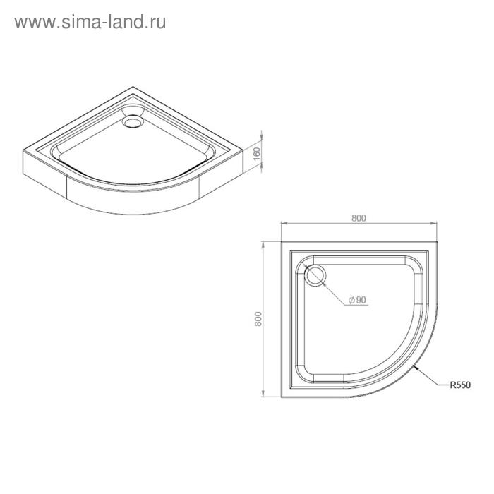 

Поддон душевой AM.PM Gem W90T-401-080W, 80 х 80 см, акриловый, белый