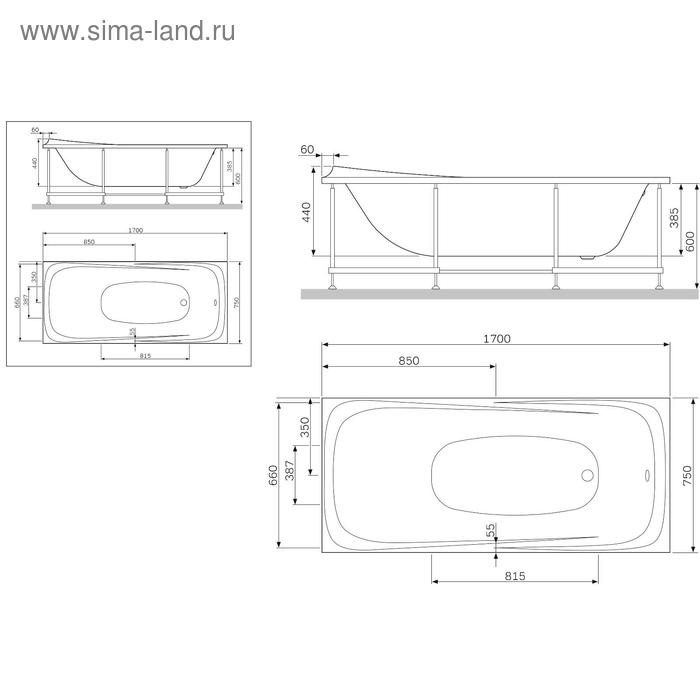 

Экран для ванны фронтальный AM.PM Sensation W30A-170-075W-P, 170 х 75 см, белая