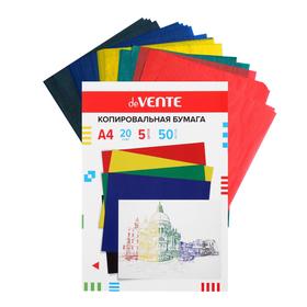 Бумага копировальная (копирка) А4, 50 листов, deVENTE, 5 цветов: красный, жёлтый, зеленый, синий, чёрный Ош