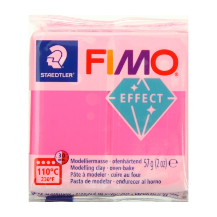 Пластика - полимерная глина, 57 г, Neon effect, фуксия полимерная глина fimo effect 8020 505 мята mint 56 г цена за 1 шт