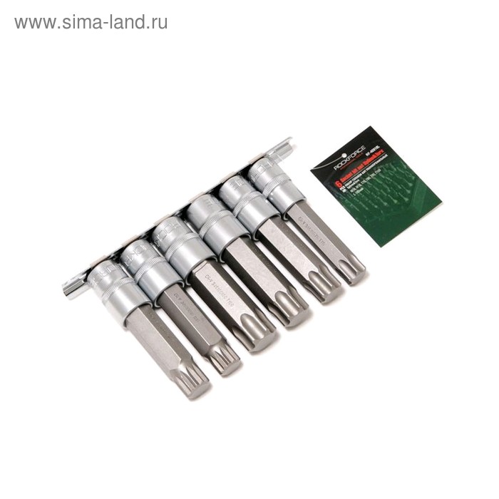 фото Набор головок-бит rockforce rf-40918l, разнопрофильных spline&torx, 6 предметов