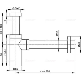 Сифон для раковины Alcaplast A400 DESIGN, DN=32 мм, цельнометаллический, круглый, хром от Сима-ленд