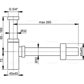 Сифон для раковины Alcaplast A401 DESIGN, DN=32 мм, квадратный, хром от Сима-ленд