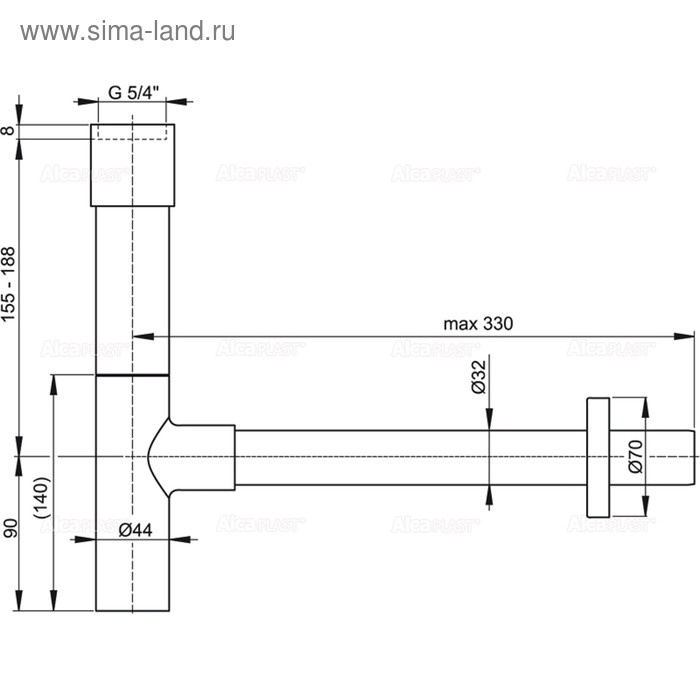 

Сифон для раковины Alcaplast A402 DESIGN, DN=32 мм, массивный, хром