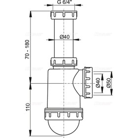 Сифон для мойки Alcaplast A443-DN50/40, с накидной гайкой 6/4" от Сима-ленд