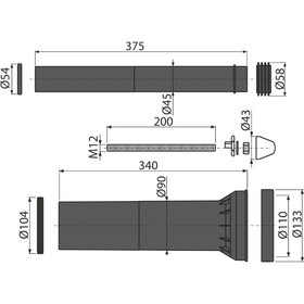 Комплект принадлежностей к унитазу Alcaplast M9000, с удлиненными деталями от Сима-ленд