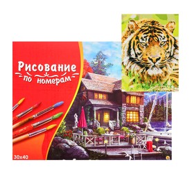 

Картина по номерам на холсте 30 × 40 см, «Тигр в траве»