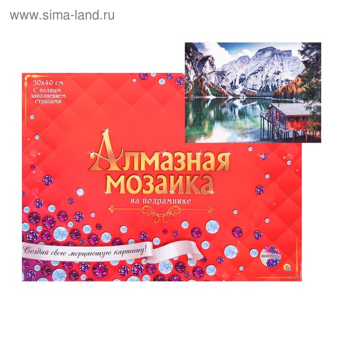 

Алмазная мозаика 30 × 40 см, полное заполнение, c подрамником «Деревянный домик у горного озера»
