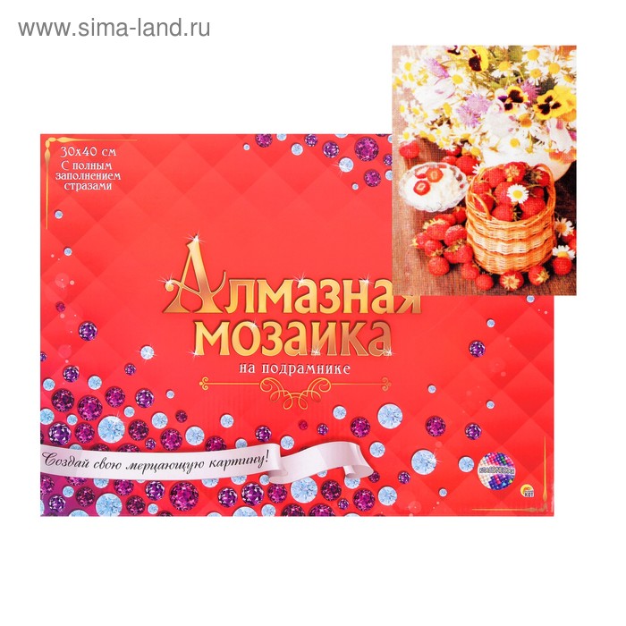 

Алмазная мозаика 30 × 40 см, полное заполнение, с подрамником «Цветы и ягоды»
