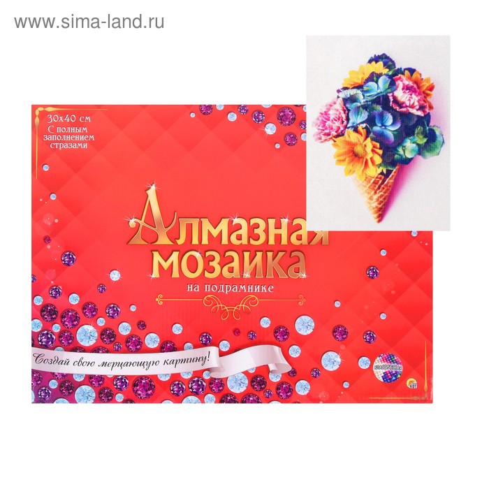 

Алмазная мозаика 30 × 40 см, полное заполнение, с подрамником «Яркие цветы»