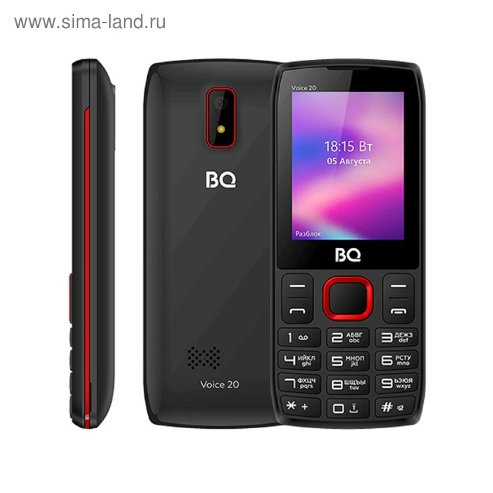 фото Сотовый телефон bq m-2400l voice 20, 2,4", 4гб, microsd, 4g, 2 sim, чёрно-красный