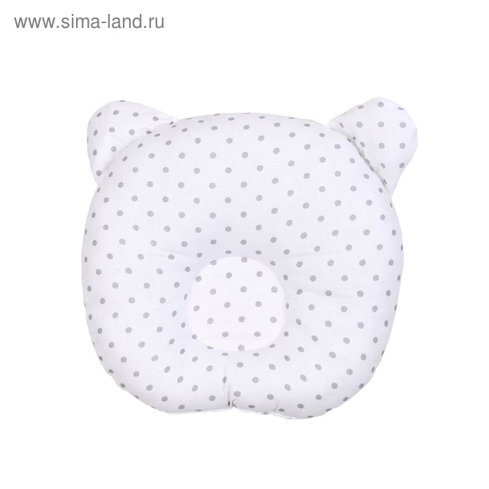 Подушка анатомическая First pillow, размер 22×22 см, горошек, серый
