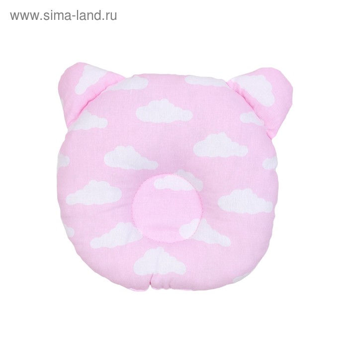 Подушка анатомическая First pillow, размер 22×22 см, облака, розовый