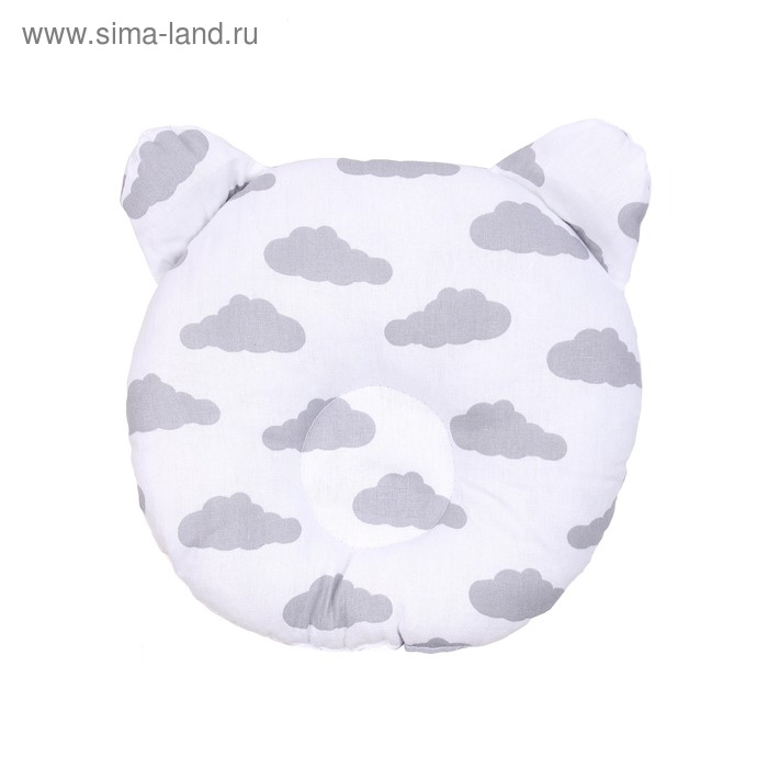 Подушка анатомическая First pillow, размер 22×22 см, облака, серый