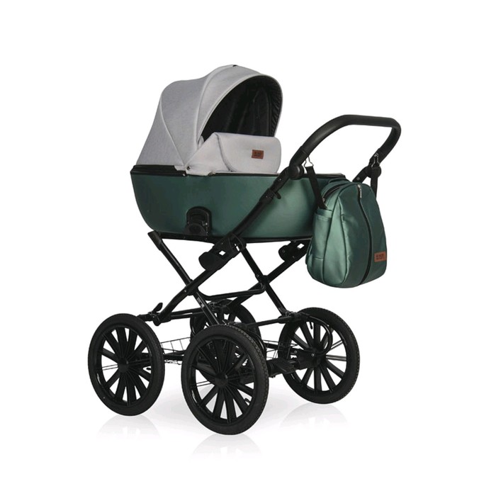 Коляска 2 в 1 Riko Basic Ozon Shine Prestige, цвет 05 изумрудно-серый