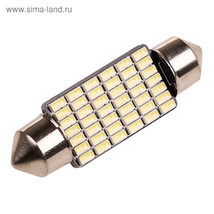 

Автолампа диод Skyway T11(C5W), 12 В, 42 SMD диода, 1-конт, 39 мм, белая, S08201406