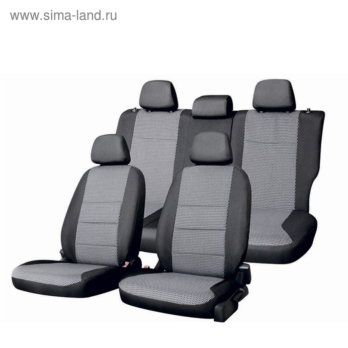 фото Чехлы сиденья mazda 3/ mazda axela 2003-2009 жаккард 14 предметов skyway черный/серый