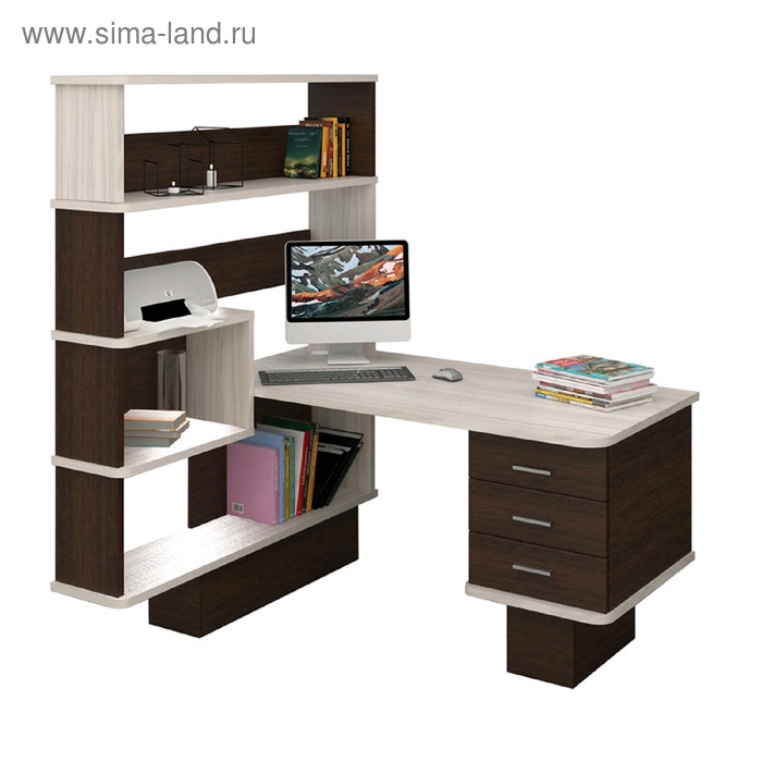 Стол компьютерный «СР 520», 1272 × 1450 × 1710 мм, левый, цвет венге / карамель / карамель