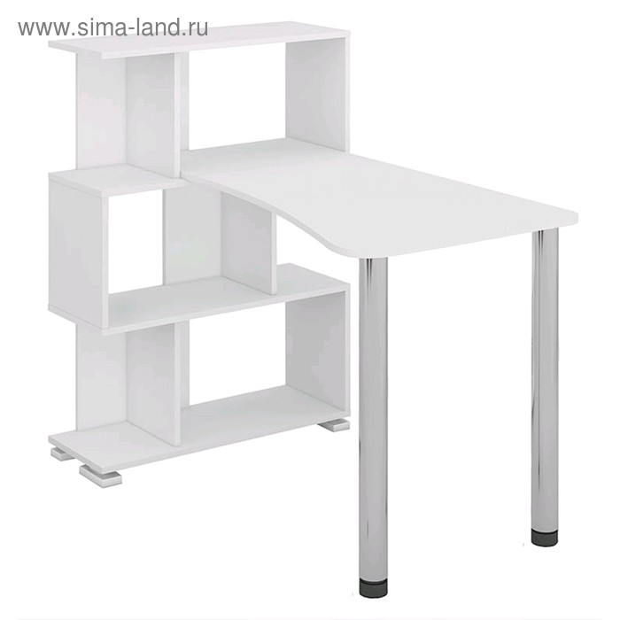 Стол-стеллаж «СЛ-5-3СТ-2», 3 этажный, 750 × 1182 × 1060 мм, цвет белый стол стеллаж сл 5 3ст 2 с ящиками 3 этажный 750 × 1182 × 1060 мм цвет венге