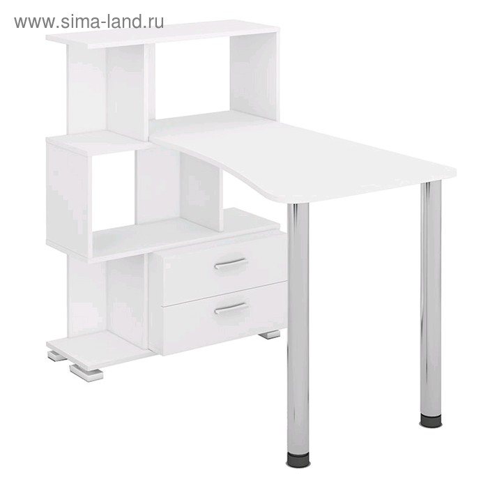 Стол-стеллаж «СЛ-5-3СТ-2», с ящиками, 3 этажный, 750 × 1182 × 1060 мм, цвет белый стол стеллаж сл 5 3ст 2 3 этажный 750 × 1182 × 1060 мм цвет белый