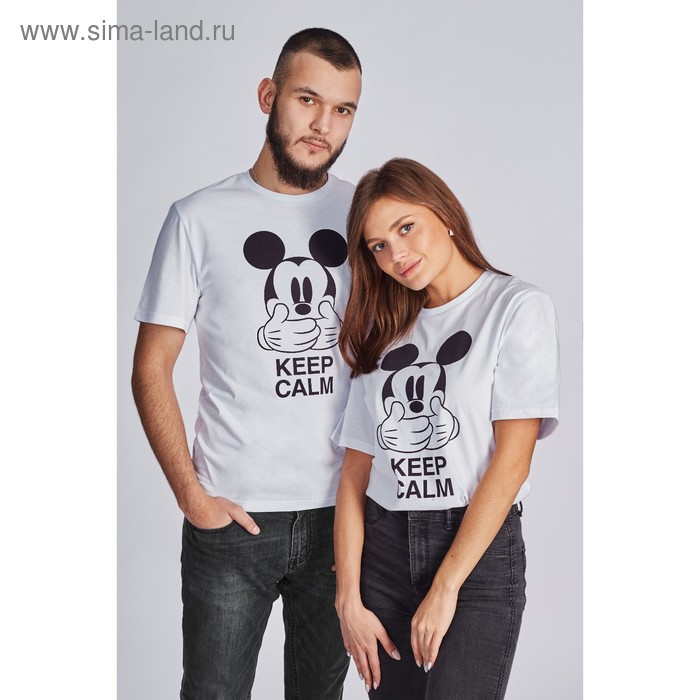 фото Футболка "keep calm" микки маус, р. 40, белый disney