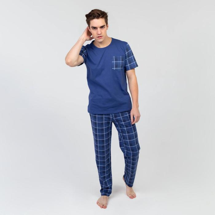 Костюм мужской (футболка, брюки) «Кавалер», цвет синий, размер 48