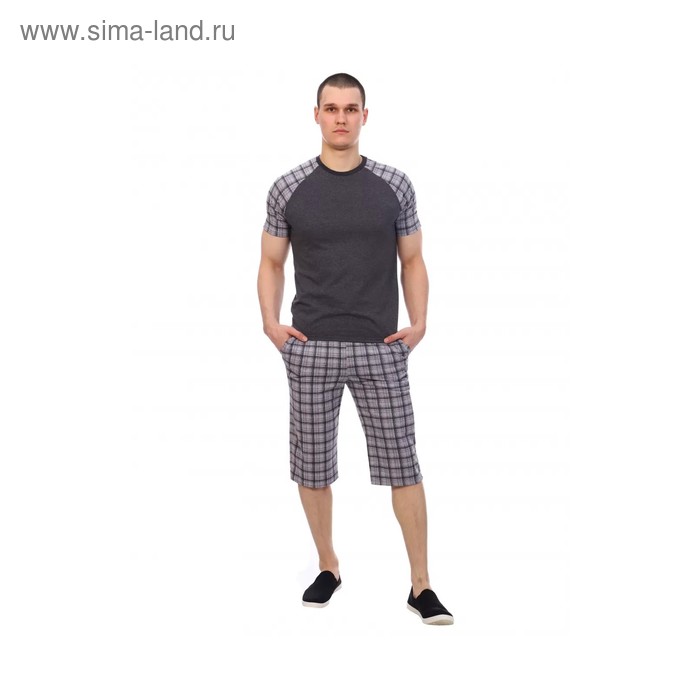 Костюм мужской (футболка, шорты) «Мирон» цвет серый, размер 48