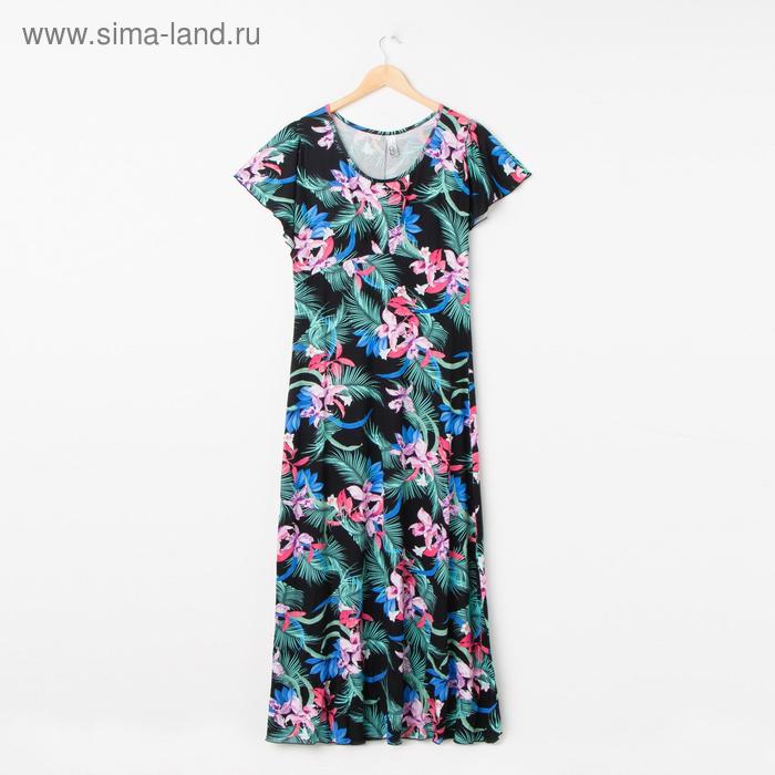 фото Платье женское «саманта» цвет чёрный/ цветы, размер 46 lovetex.store