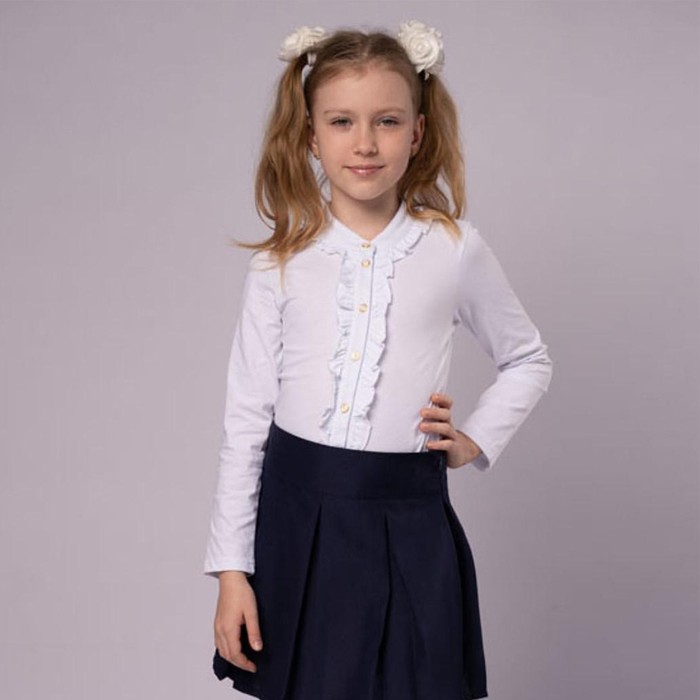 Школьная блузка для девочки, цвет белый, рост 146 школьная блузка для девочки цвет белый рост 146