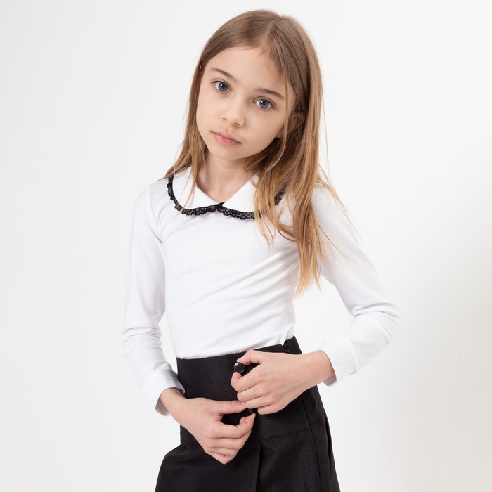 Школьная блузка для девочки, цвет белый, рост 134